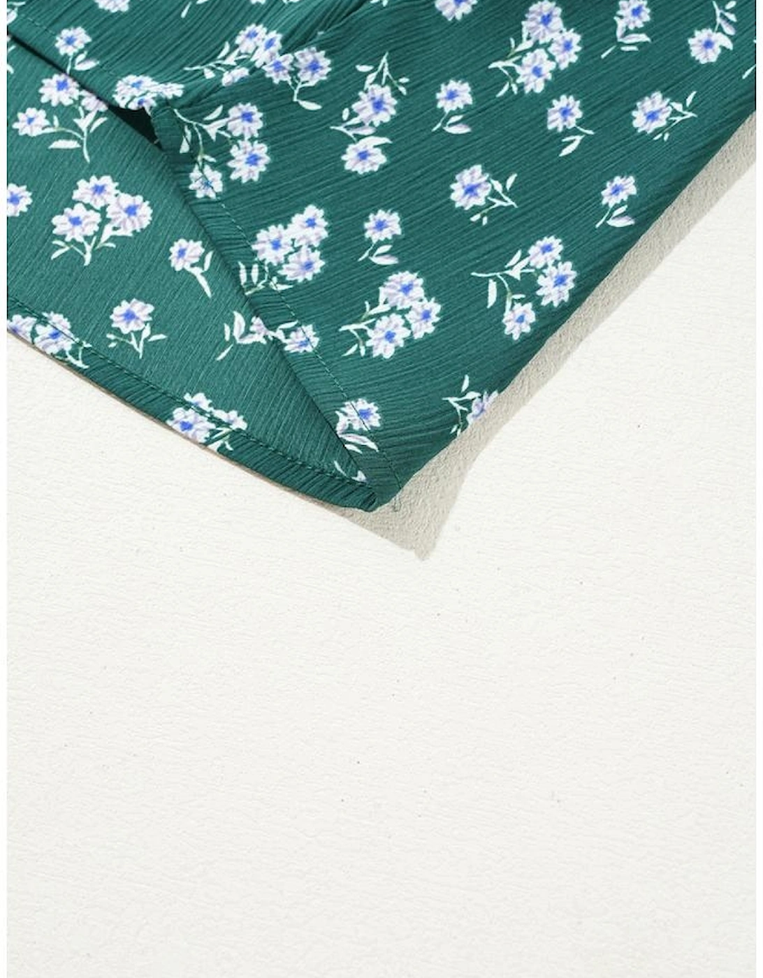 Green Floral Print Square Neck Ruffled Trim Plus Size Blouse