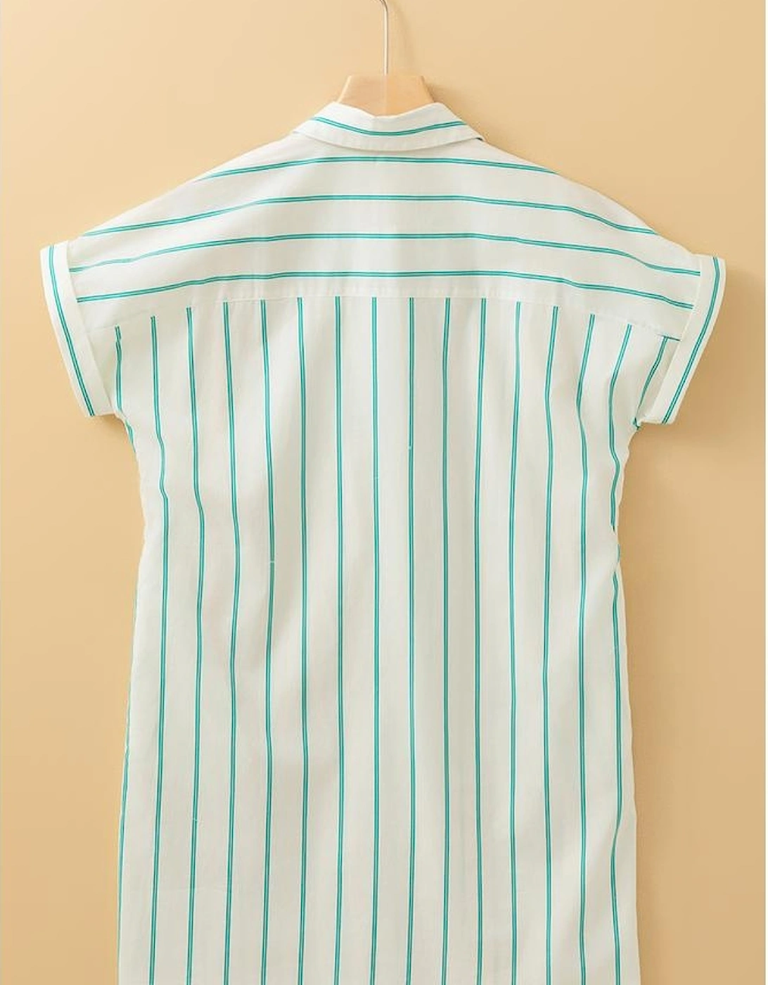 Mint Green St Patricks Striped Wide Short Sleeve Shift Mini Shirt Dress