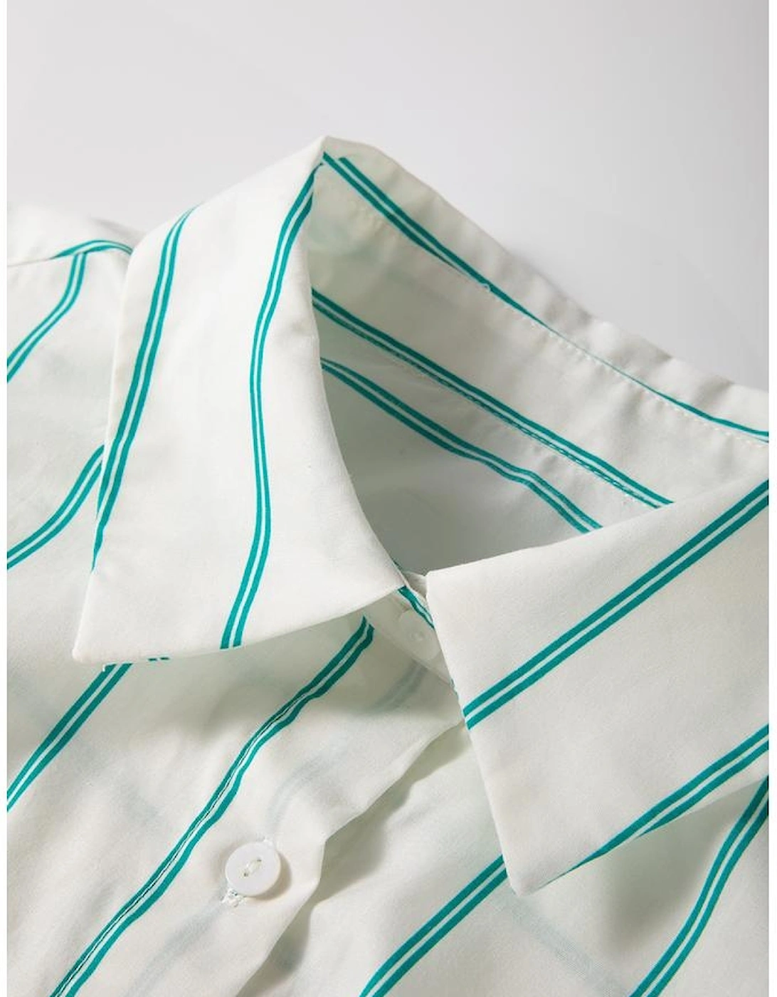 Mint Green St Patricks Striped Wide Short Sleeve Shift Mini Shirt Dress