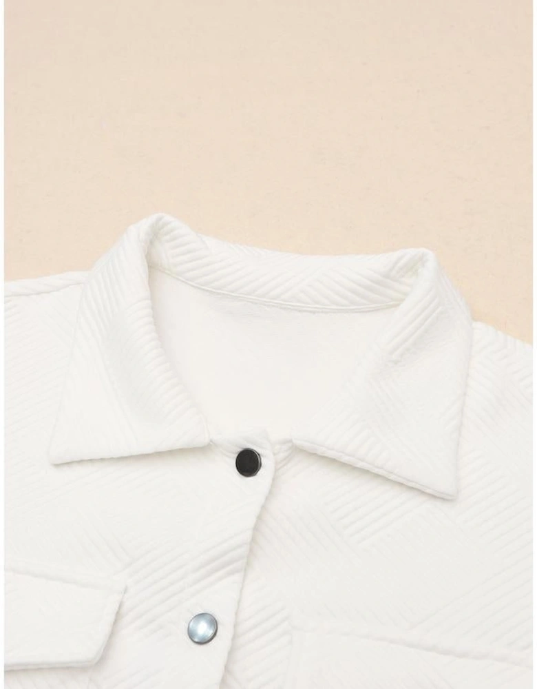 Solid Textured Flap Pocket Buttoned Shacket