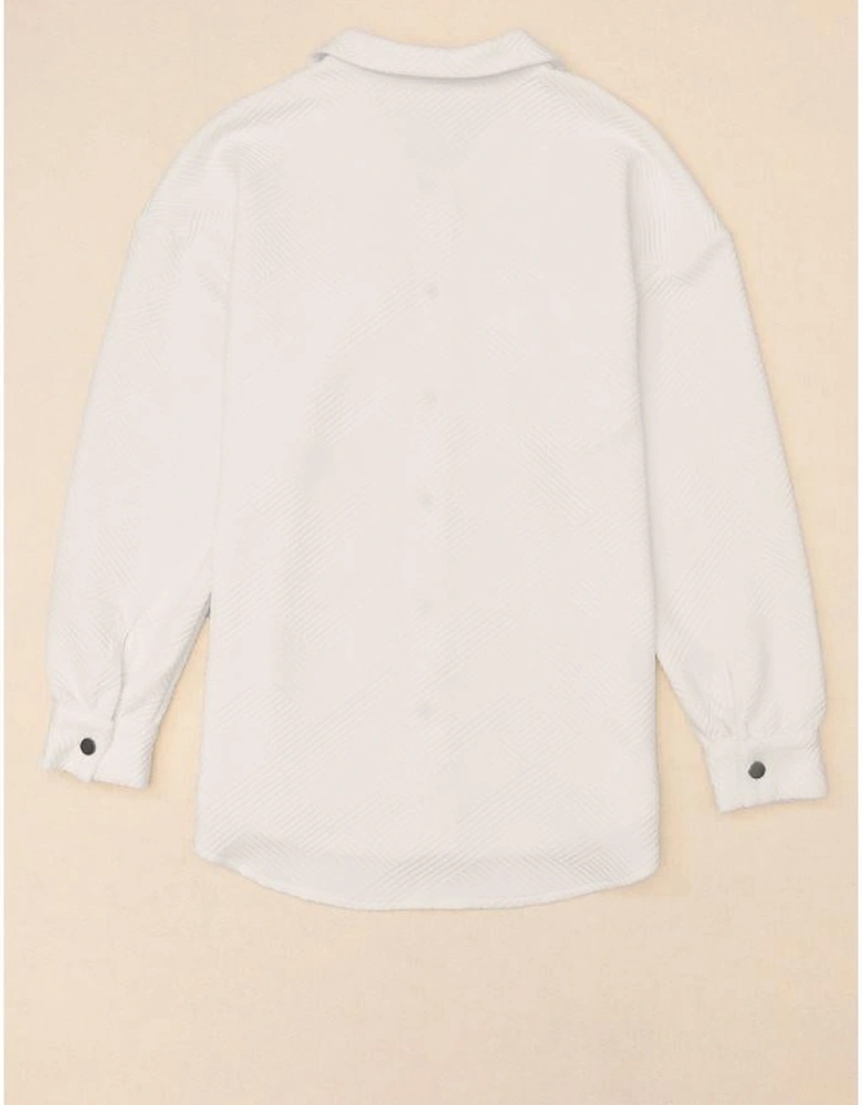 Solid Textured Flap Pocket Buttoned Shacket