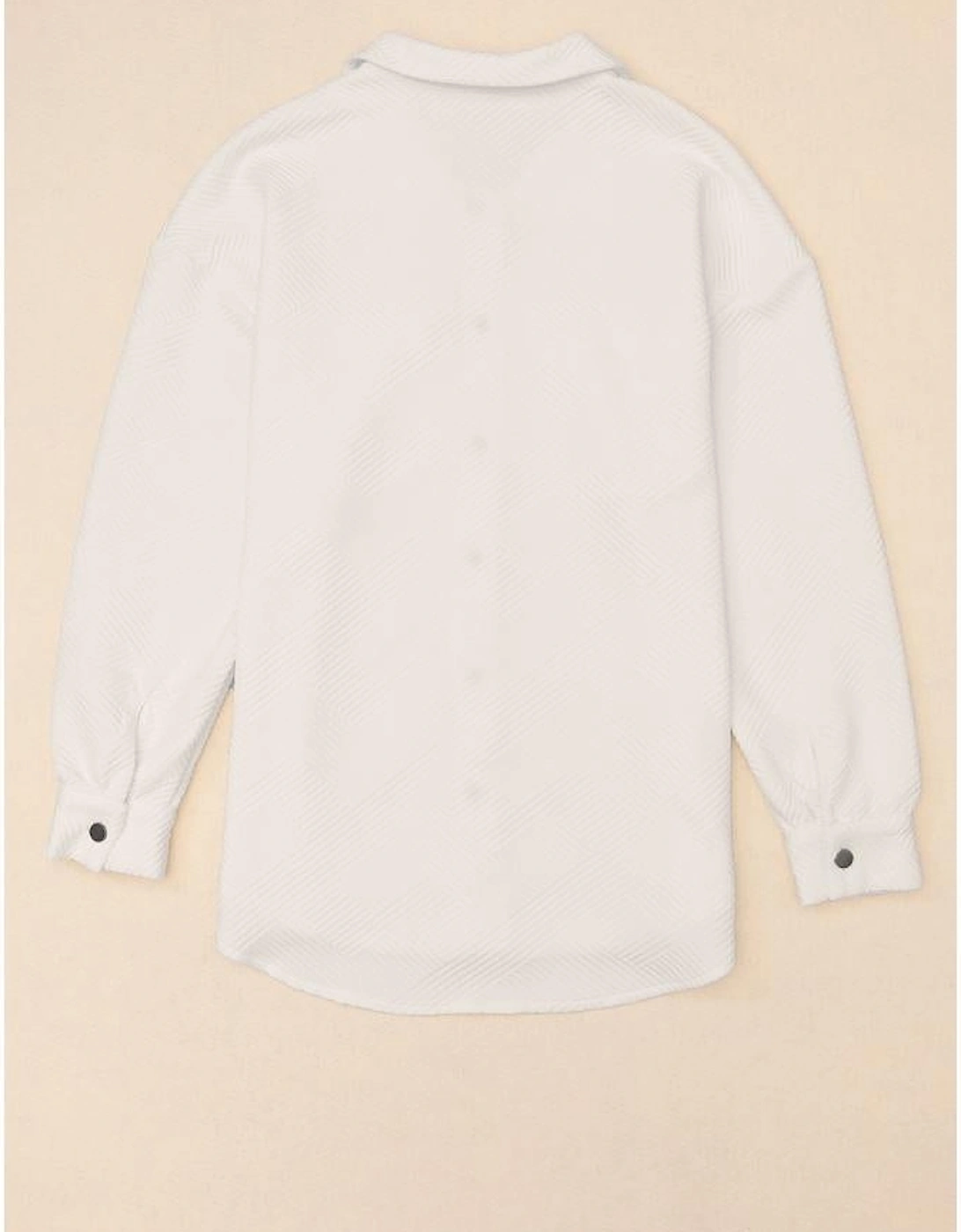 Solid Textured Flap Pocket Buttoned Shacket