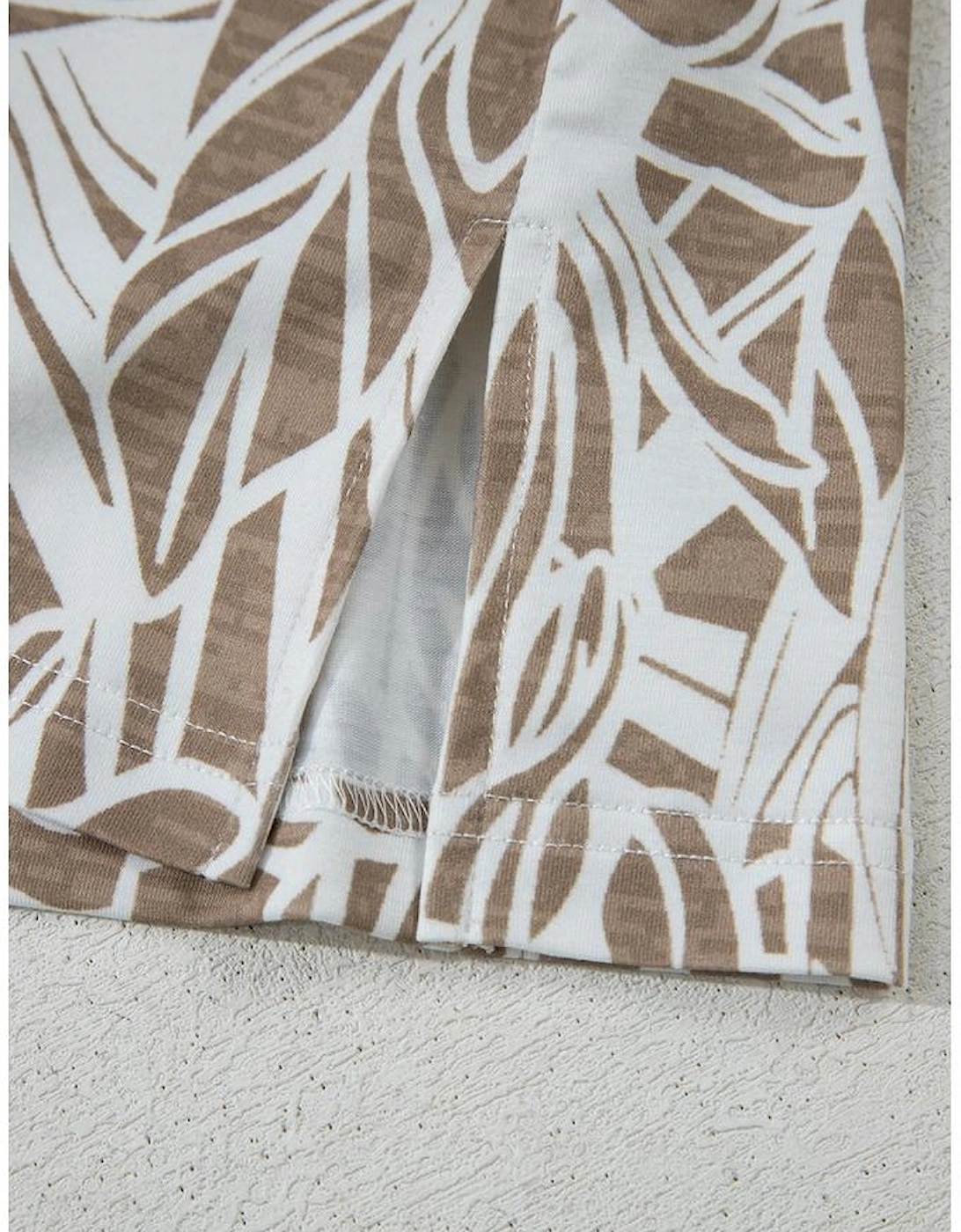 Khaki Floral Print V Neck Short Sleeve Loose Fit Blouse