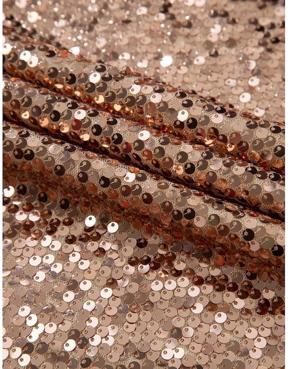 Gold Sequined Long Sleeve Cutout Back Mini Dress