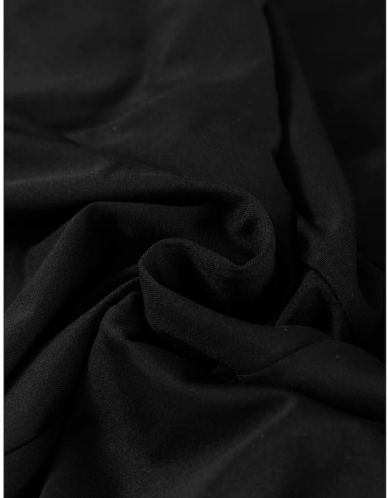 Black Sleeveless Scoop Neck Flared Split Midi Dress