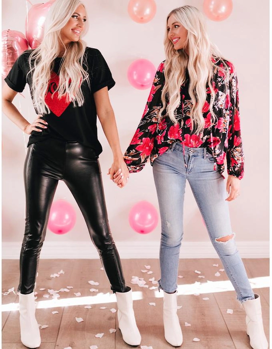 Black Love Heart Shaped Glitter Print T Shirt