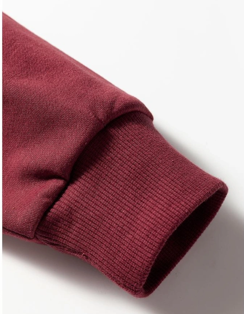 Red Dahlia Varsity Striped Detail Drop Shoulder Oversized Sweatshirt