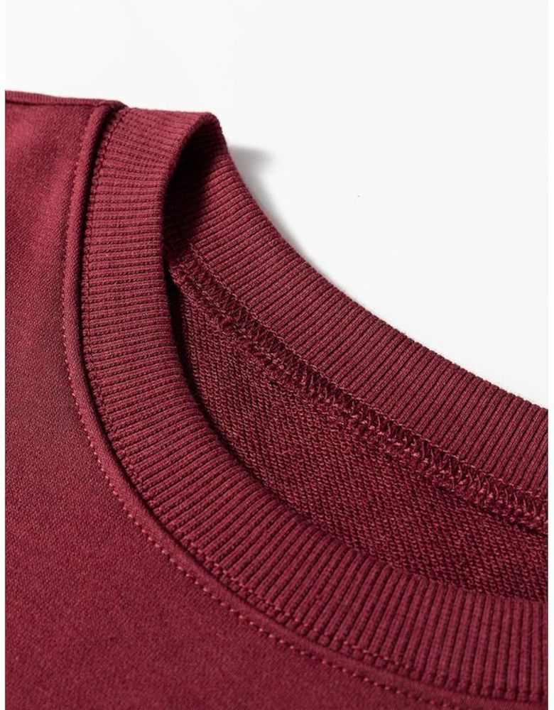 Red Dahlia Varsity Striped Detail Drop Shoulder Oversized Sweatshirt