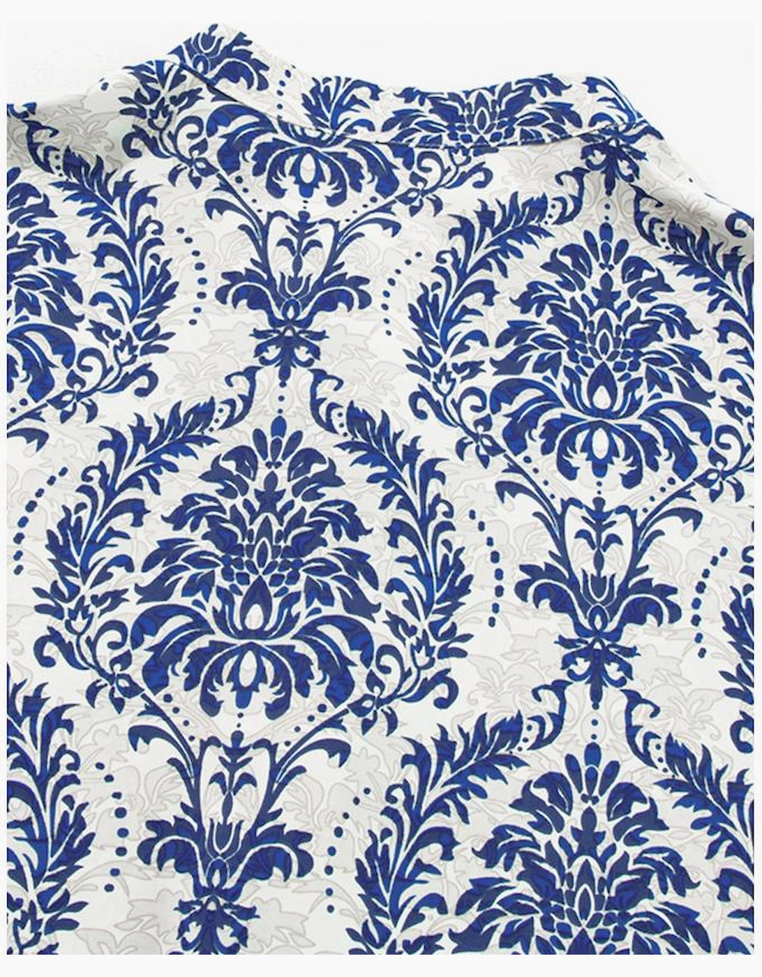 Sky Blue Tribal Pattern Print Notch Neck Buttoned Plus Size Shirt