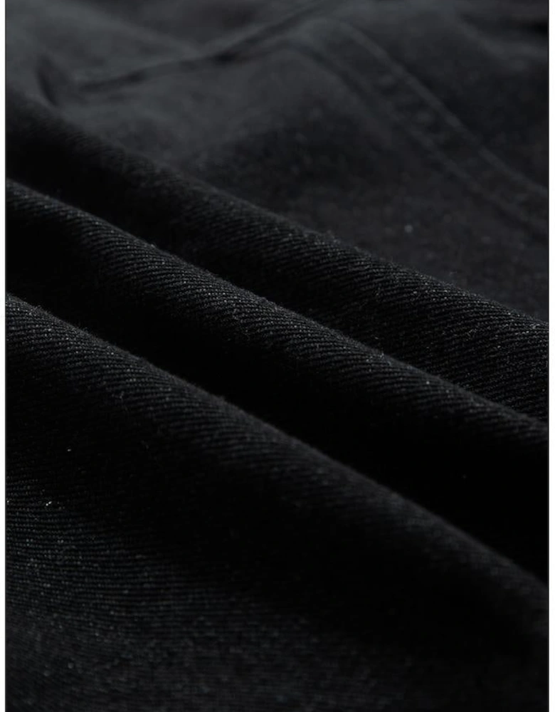 Black Raw Edge Ruffled Short Sleeve Denim Jacket