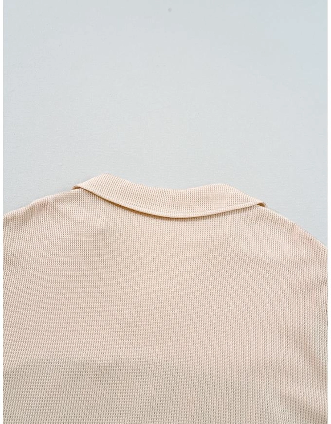 Black Plaid Waffle Knit Patchwork Collared V Neck Plus Size Mini Dress