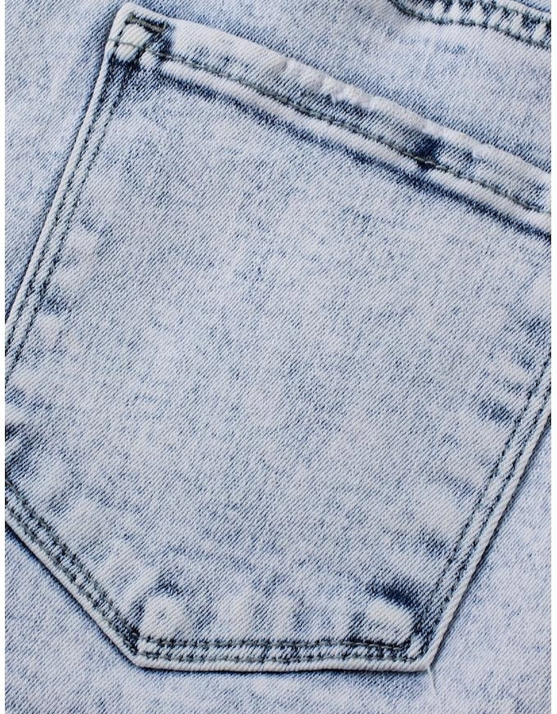 Light Blue Acid Wash Crossed Raw Edge Denim Shorts