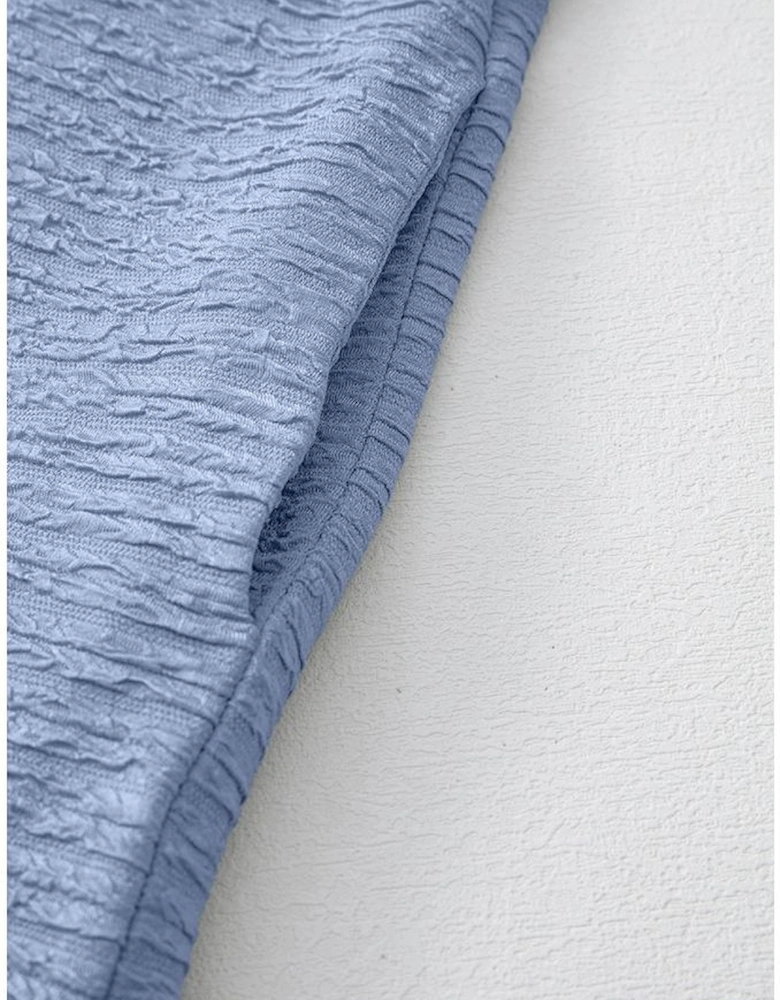 Myosotis Solid Color Textured Crinkle Short Sleeve T Shirt Dress