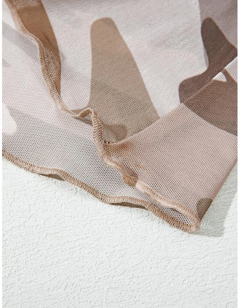 Green Western Fashion Camouflage Print Mesh Long Sleeve Top