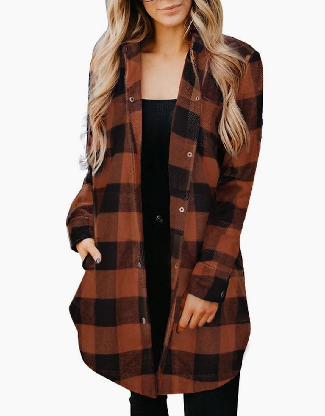 Azura Exchange Plaid Shirt Coat
