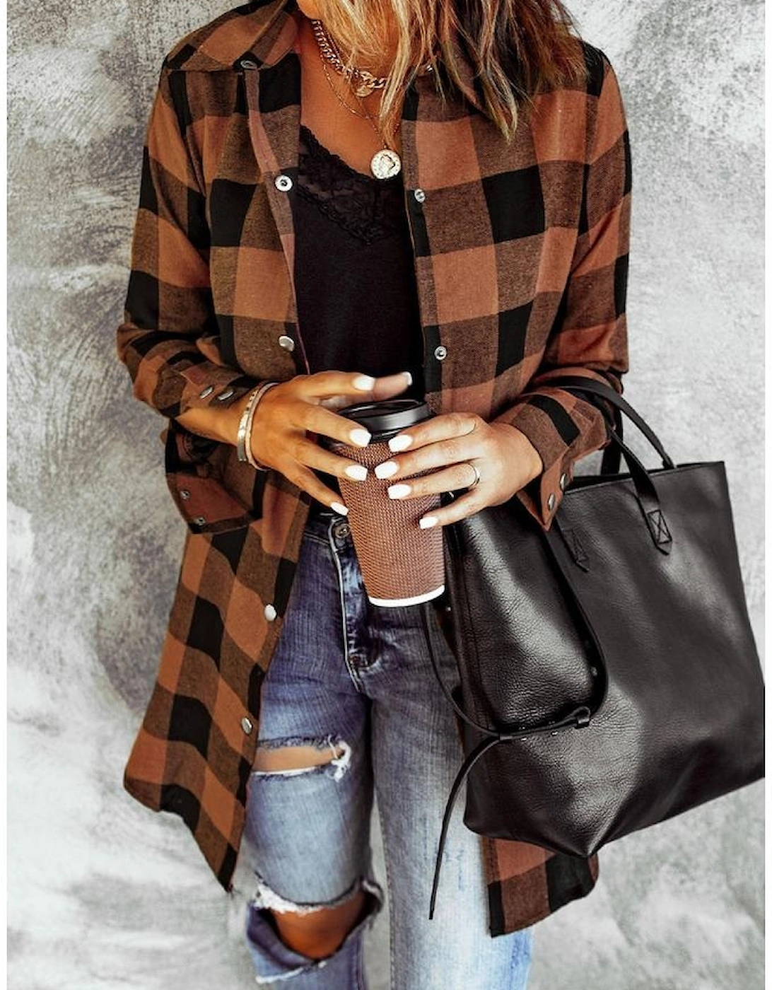Azura Exchange Plaid Shirt Coat