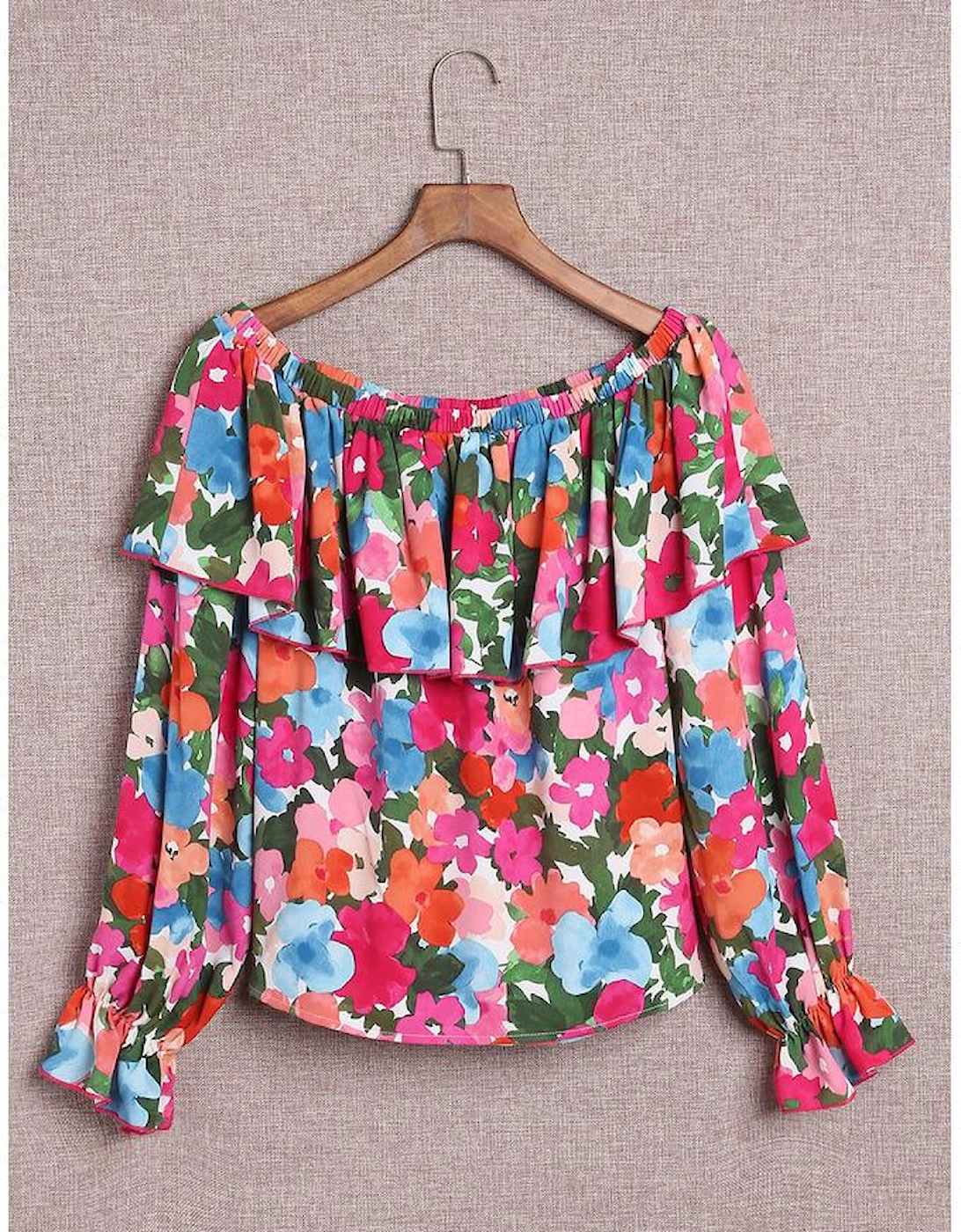 Floral Print Ruffled Off Shoulder Blouse