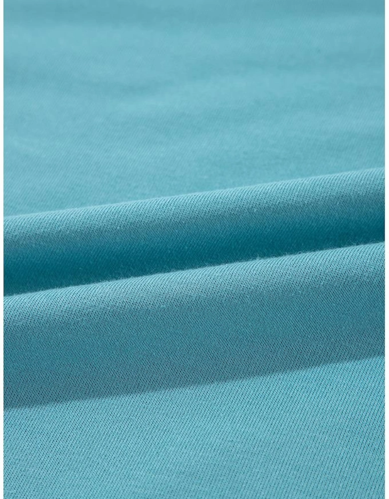 Light Blue Colorblock Patchwork Crew Neck Loose Sweatshirt