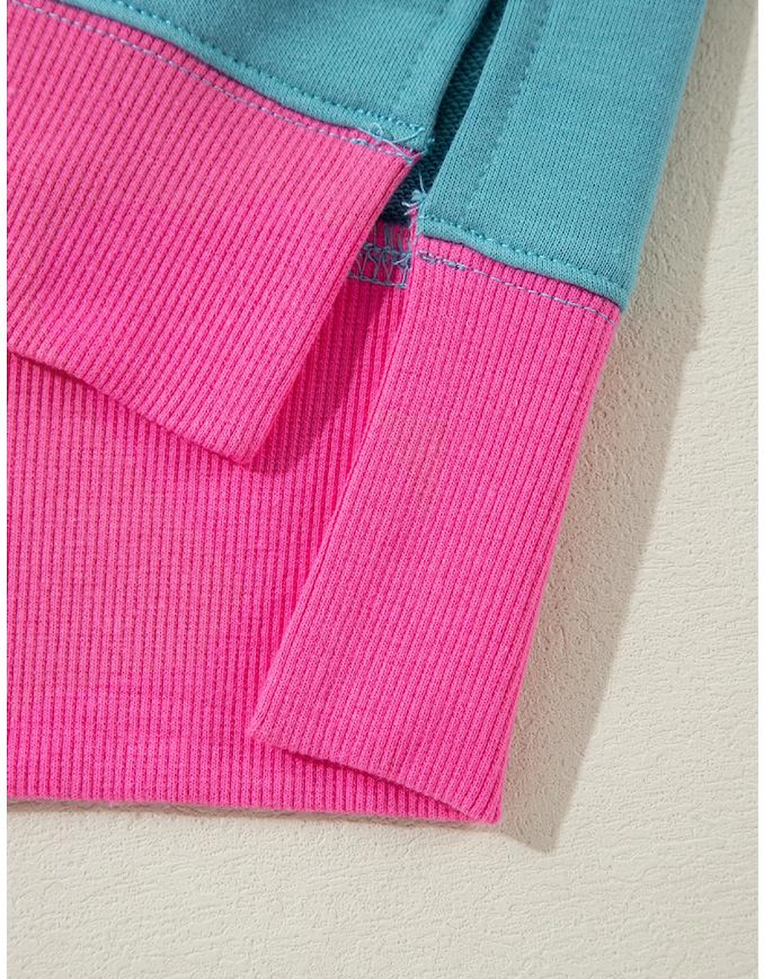 Light Blue Colorblock Patchwork Crew Neck Loose Sweatshirt