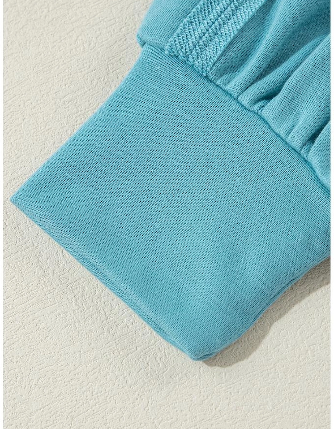 Light Blue Colorblock Patchwork Crew Neck Loose Sweatshirt