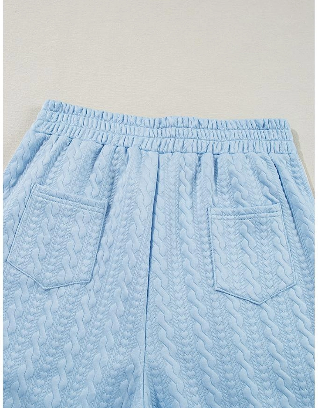 Beau Blue Textured Colorblock Edge Tank Top High Waist Pants Set