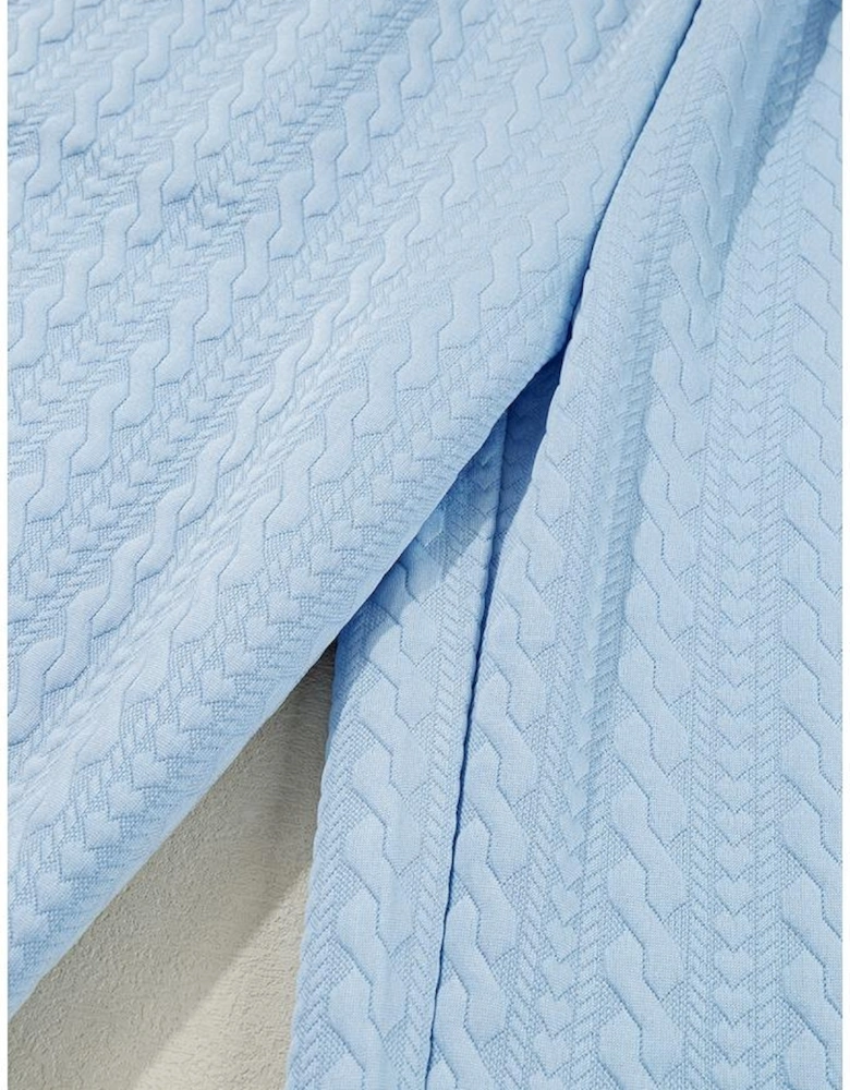 Beau Blue Textured Colorblock Edge Tank Top High Waist Pants Set