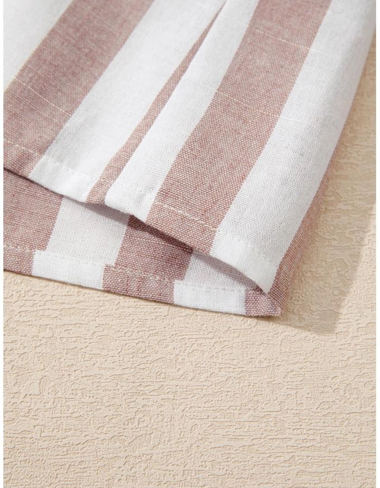 Khaki Stripe Casual Button Down Sleeveless Shirt