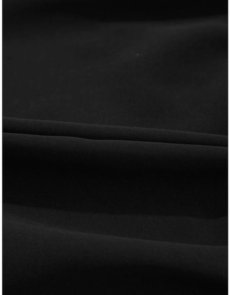 Black Puff Sleeve Bowknot Front Peplum Blouse