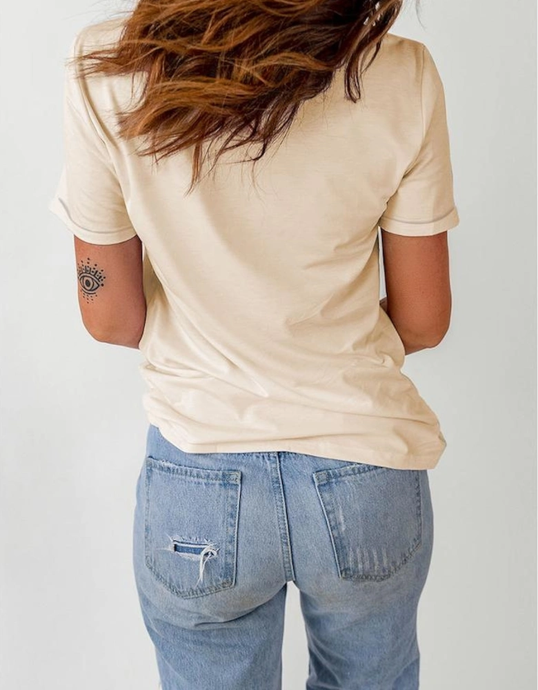 Khaki Corn Crop Top Graphic Tee