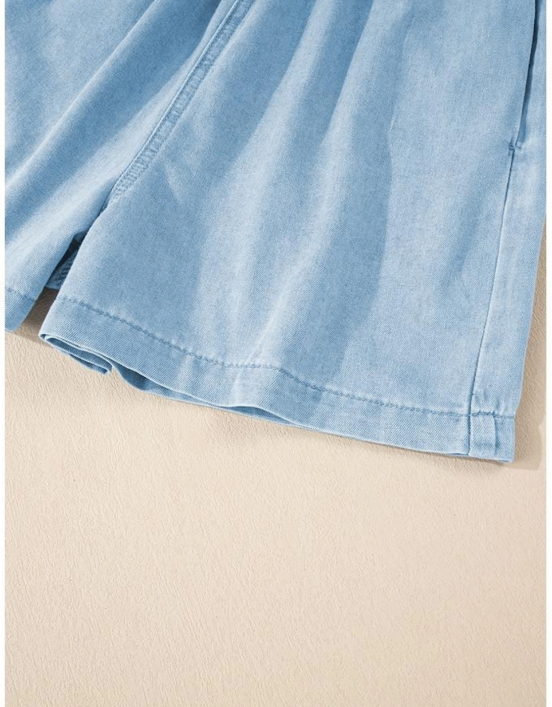 Beau Blue Spaghetti Strap Smocked Denim Romper