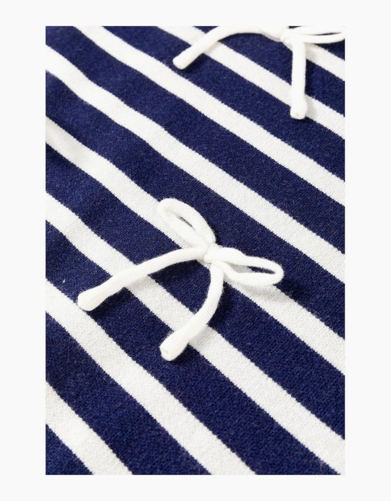 Blue Stripe Knitted Bow Decor Sweater Vest