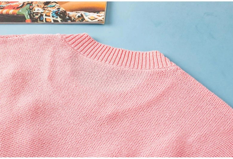 Pink Multi Crochet Flower Knit Short Sleeve Sweater Top