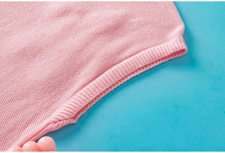 Pink Multi Crochet Flower Knit Short Sleeve Sweater Top