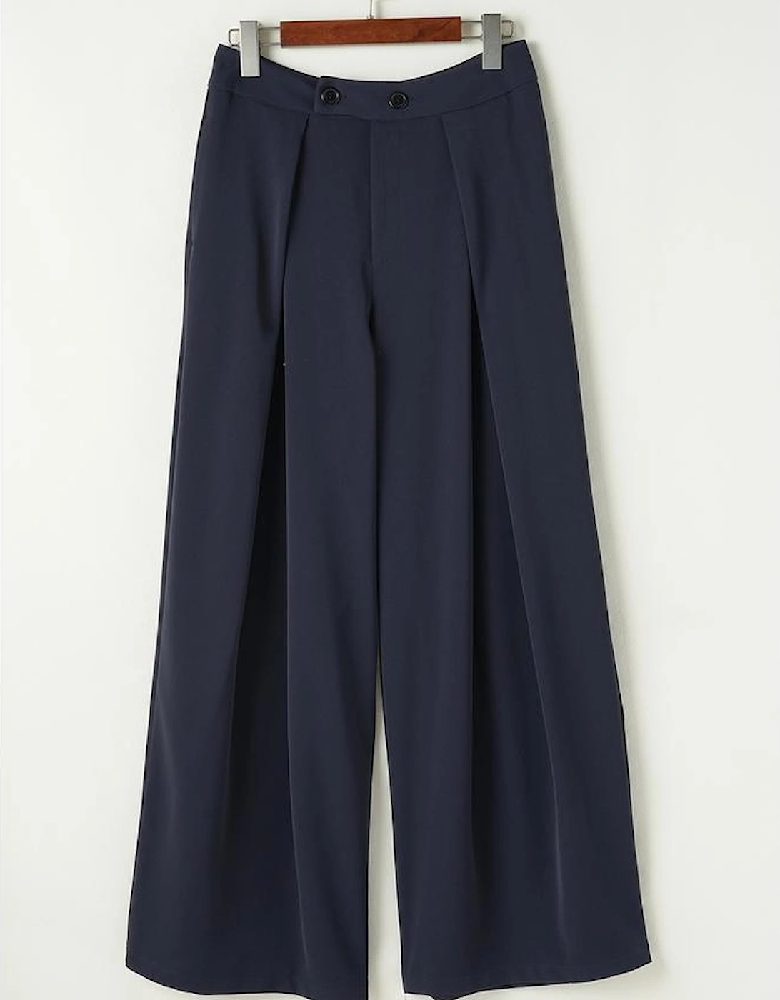 Dirty blue Dual Buttoned High Waist Pleated Wide Leg Pants