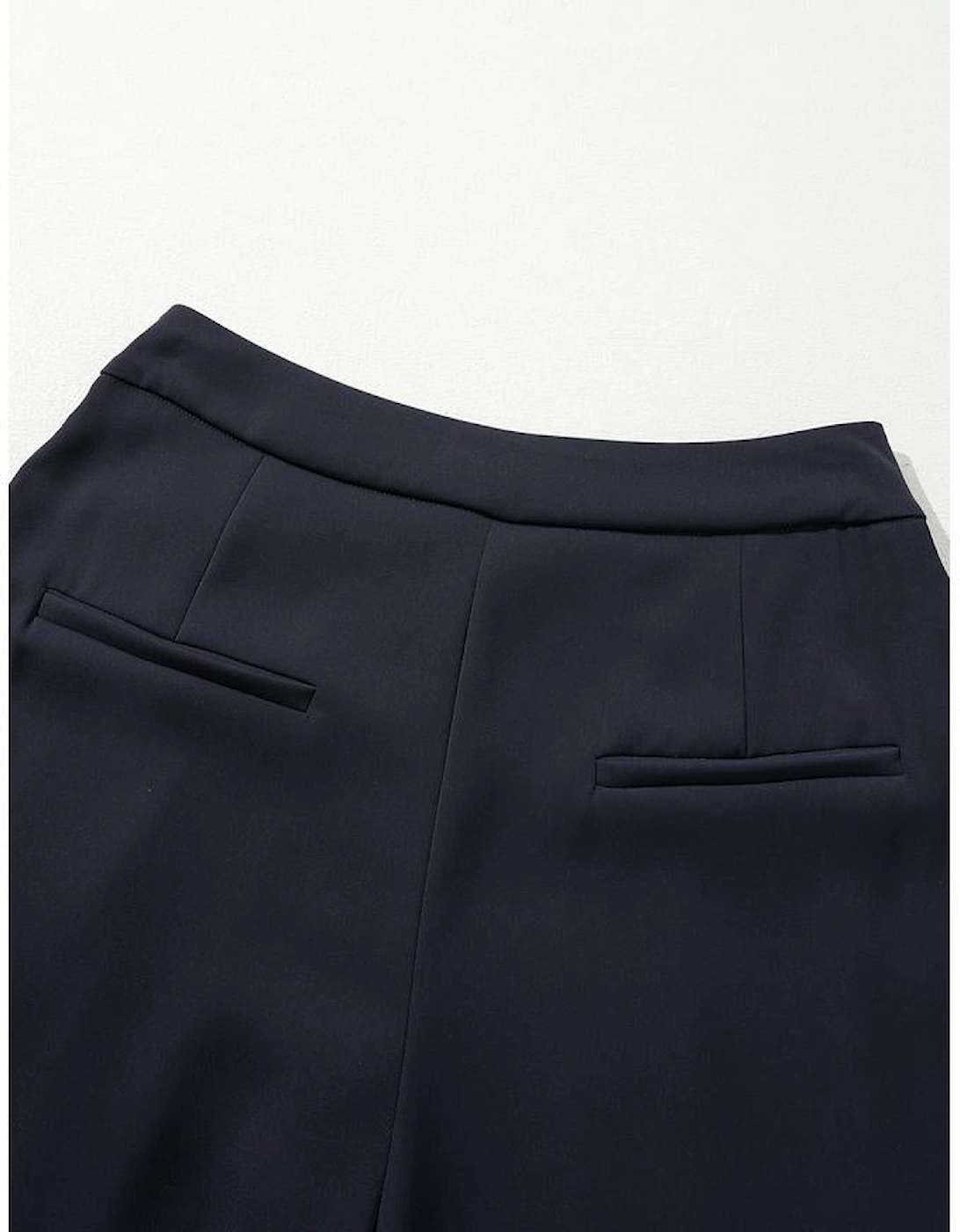 Dirty blue Dual Buttoned High Waist Pleated Wide Leg Pants