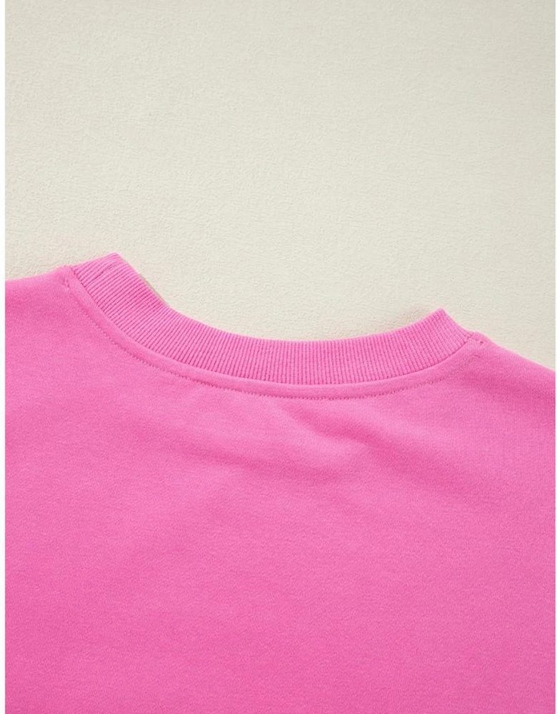 Bonbon Plain Drop Shoulder Crewneck Pullover Sweatshirt