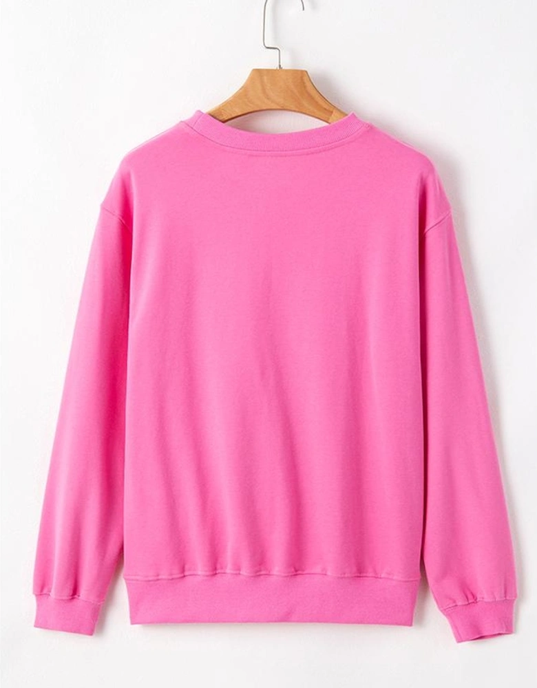 Bonbon Plain Drop Shoulder Crewneck Pullover Sweatshirt