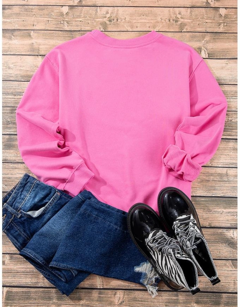 Bonbon Plain Drop Shoulder Crewneck Pullover Sweatshirt