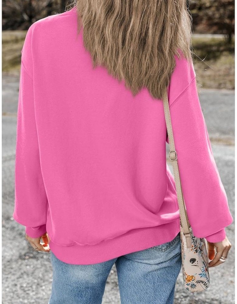 Bonbon Plain Drop Shoulder Crewneck Pullover Sweatshirt