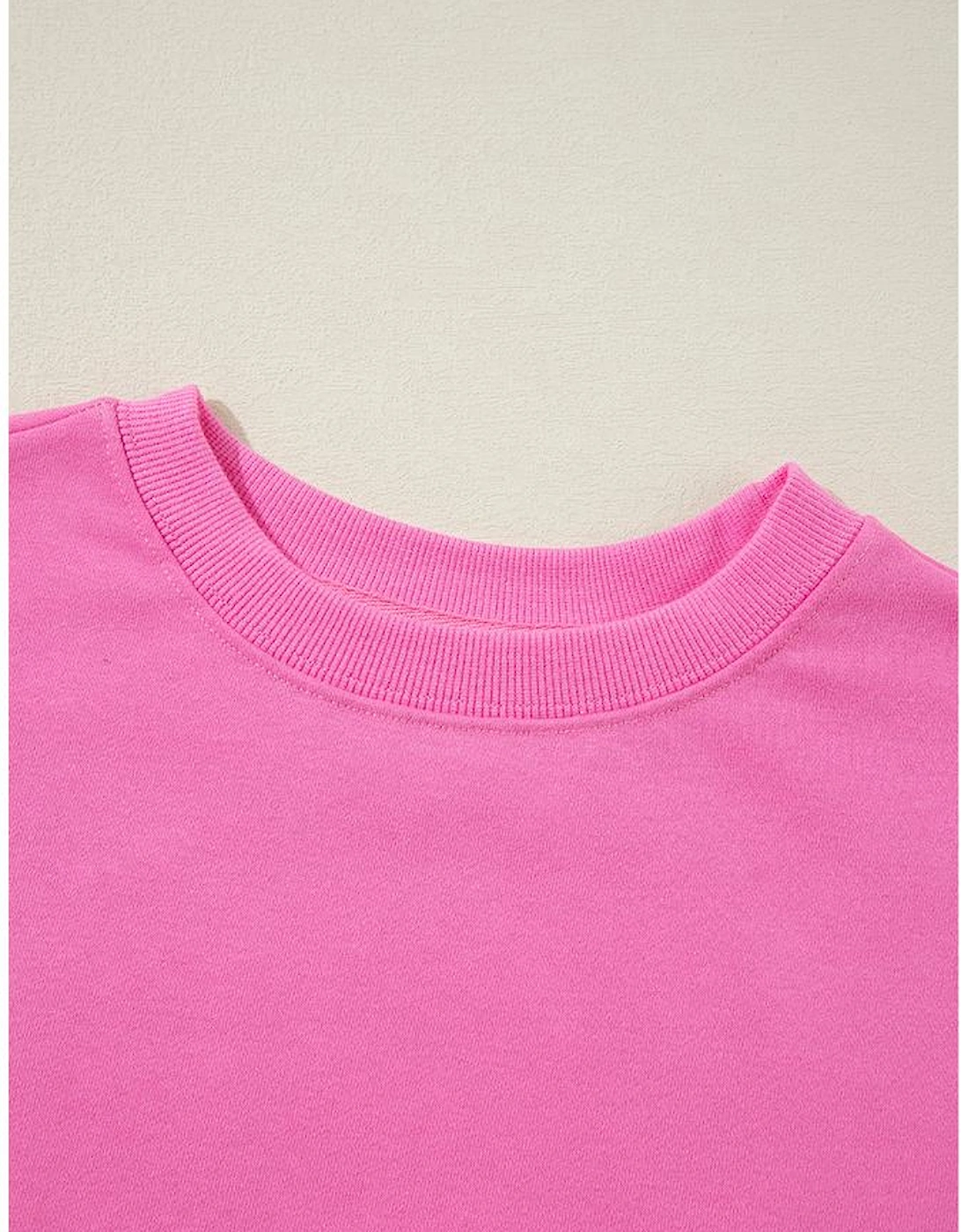 Bonbon Plain Drop Shoulder Crewneck Pullover Sweatshirt