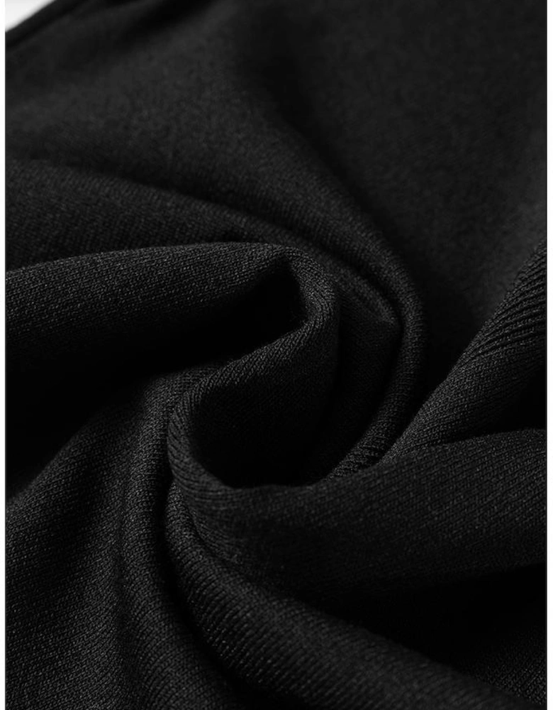 Black Solid Color Slim Fit Lightweight Crew Neck Sweater