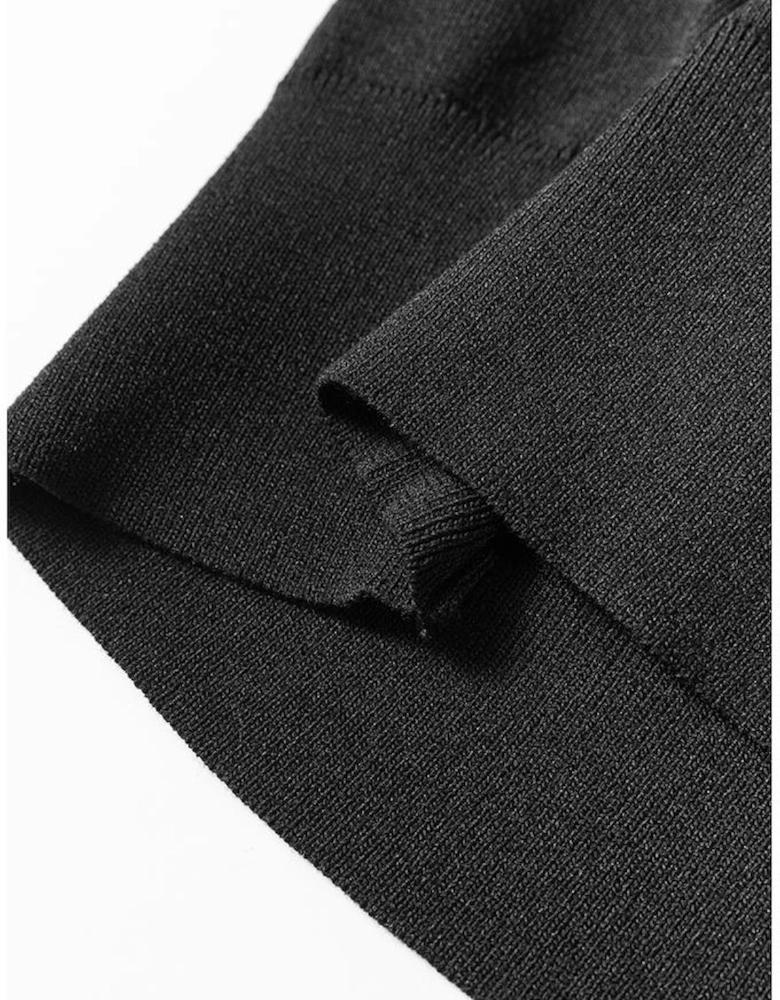 Black Solid Color Slim Fit Lightweight Crew Neck Sweater