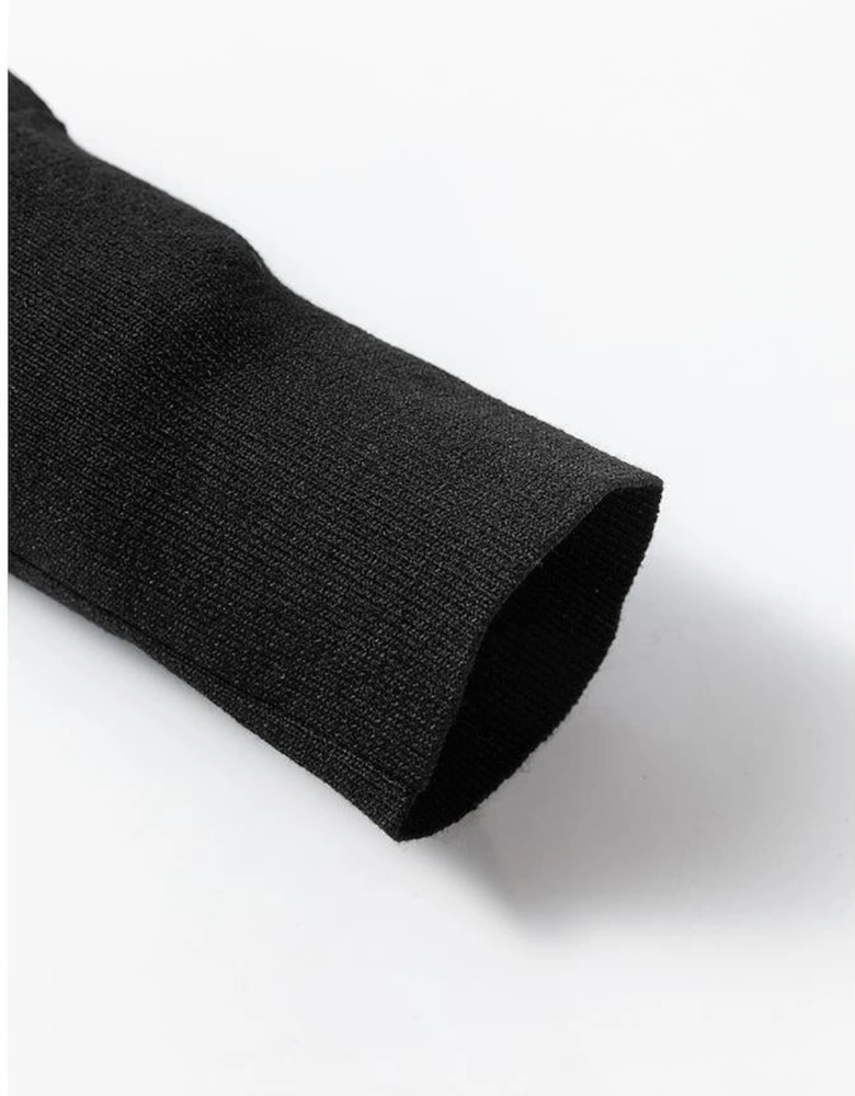 Black Solid Color Slim Fit Lightweight Crew Neck Sweater