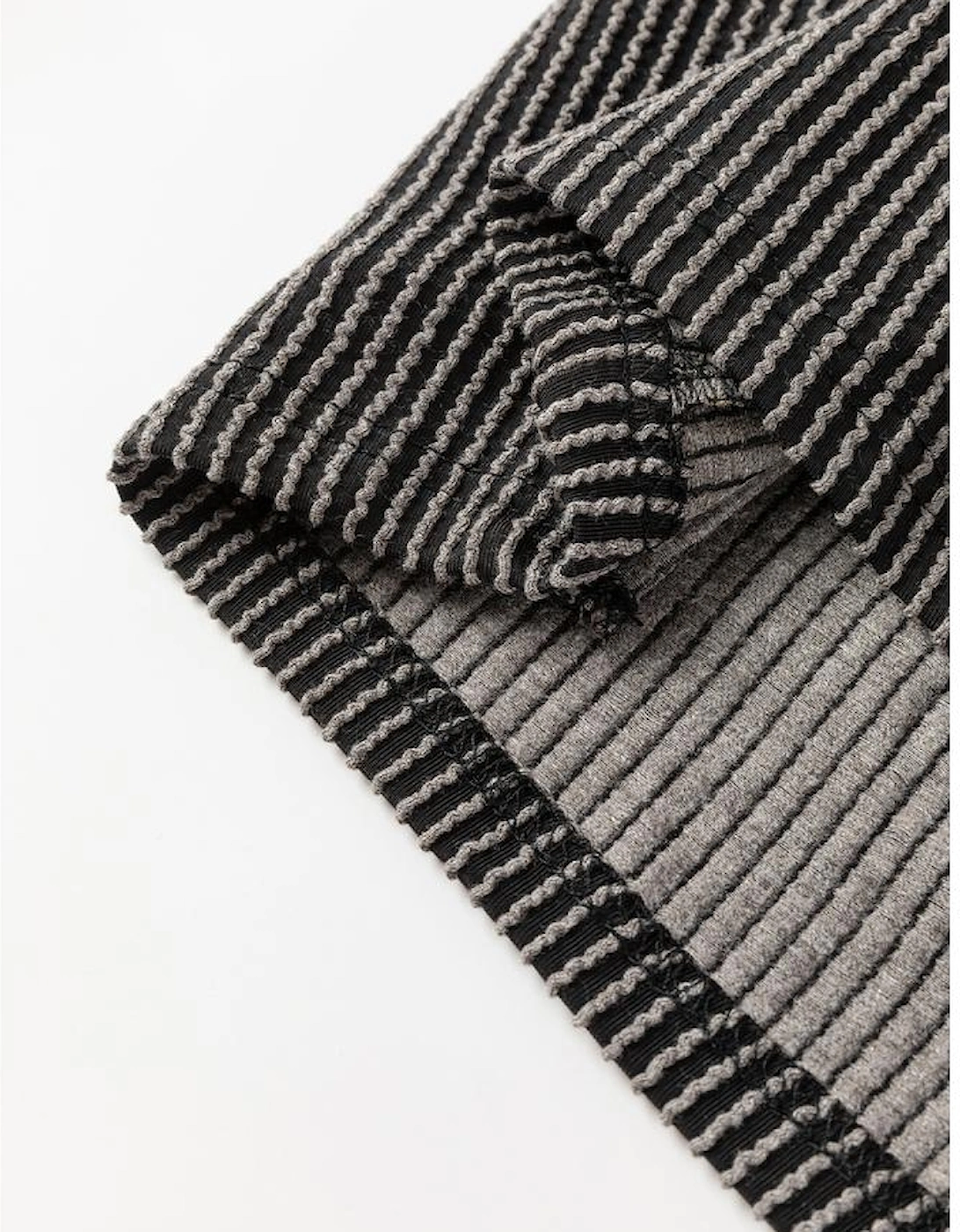 Carbon Grey Corded Knit Long Sleeve Top and High Waist Shorts Set