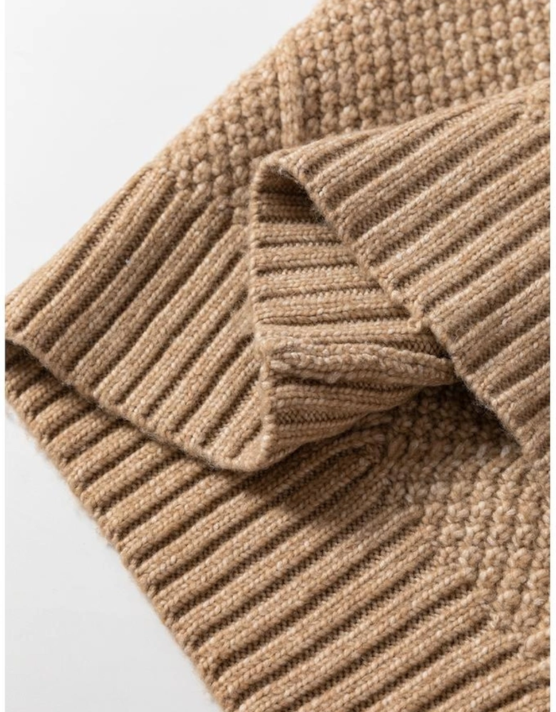 Parchment Cable Knit Drop Shoulder Loose Fit Sweater Dress