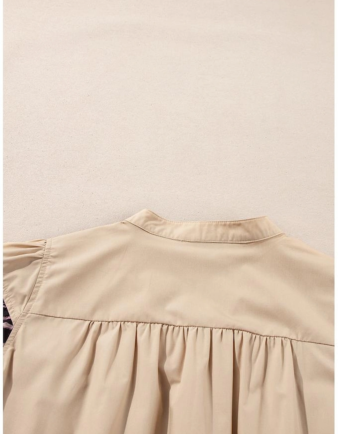 Smoke Gray Leopard Ruffles Trim Tiered Short Sleeve Blouse