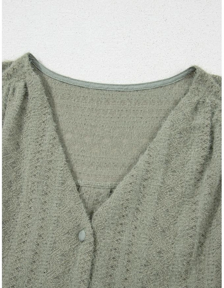 Laurel Green Flutter Sleeve Lace V Neck Shirt