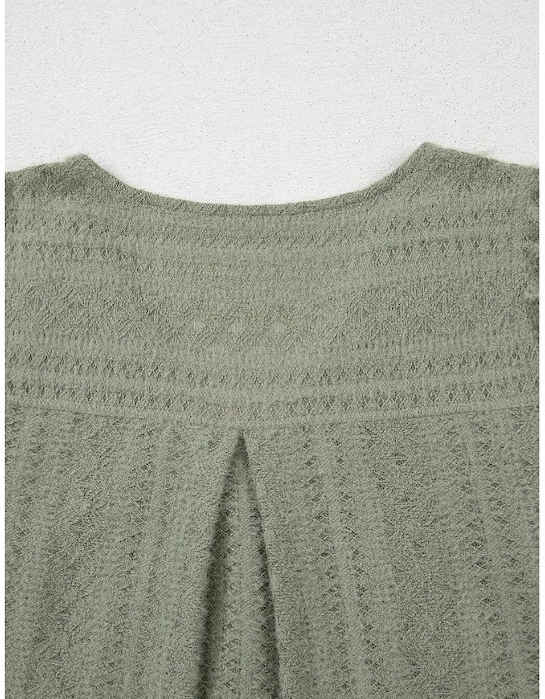 Laurel Green Flutter Sleeve Lace V Neck Shirt