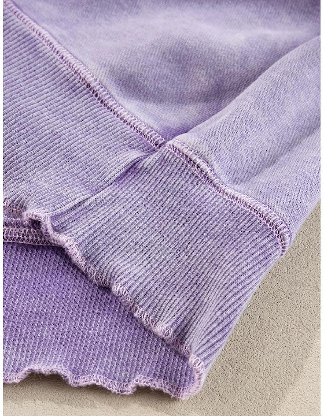 Orchid Petal Solid Waffle Knit Patchwork Raglan Sleeve Sweatshirt