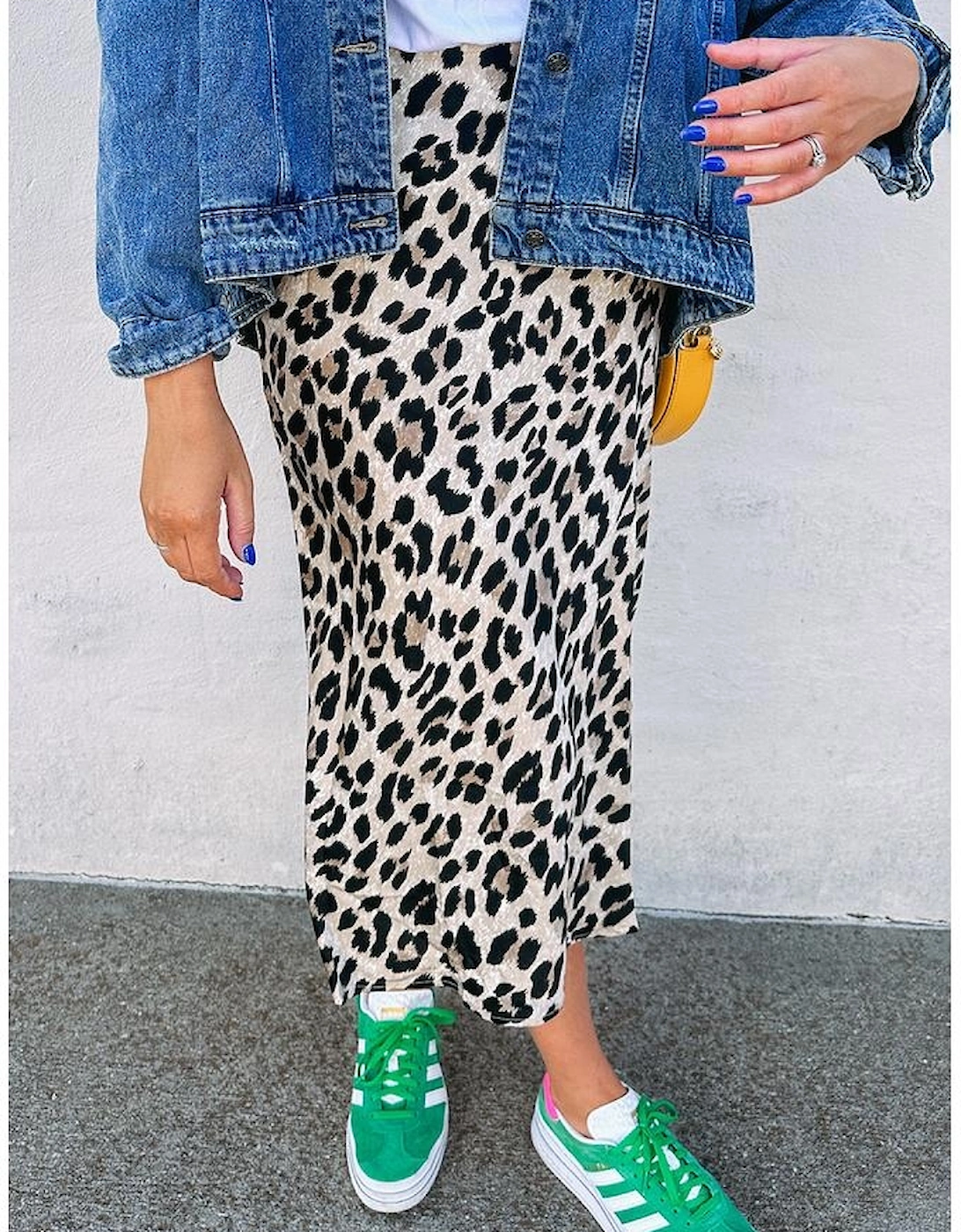 Brown Leopard Print High Waist Midi Skirt